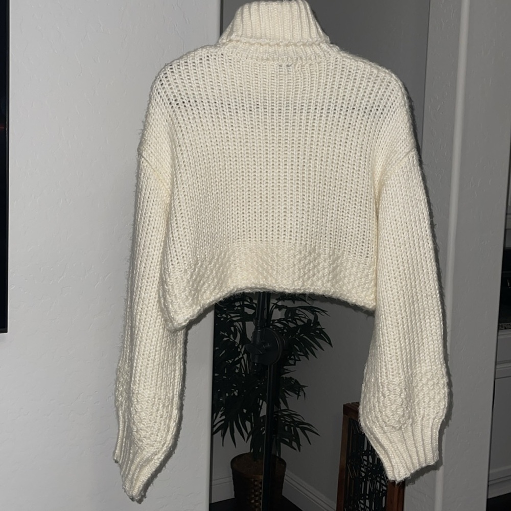 TIGER MIST LEONARDO KNIT JUMPER TURTLE NECK SWEATER CROPPED BALLON SLEEVES SZ L - Picture 8 of 15